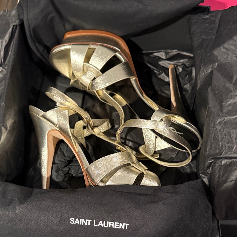 Saint Laurent Metallic Gold Heels